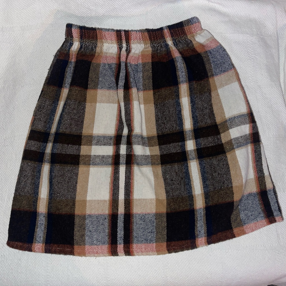 SHEIN Plaid A-Line Skirt in Black, Brown, and Cream